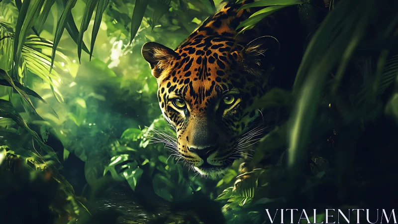 Jungle Predator: Leopard Emerges Through Dense Foliage.