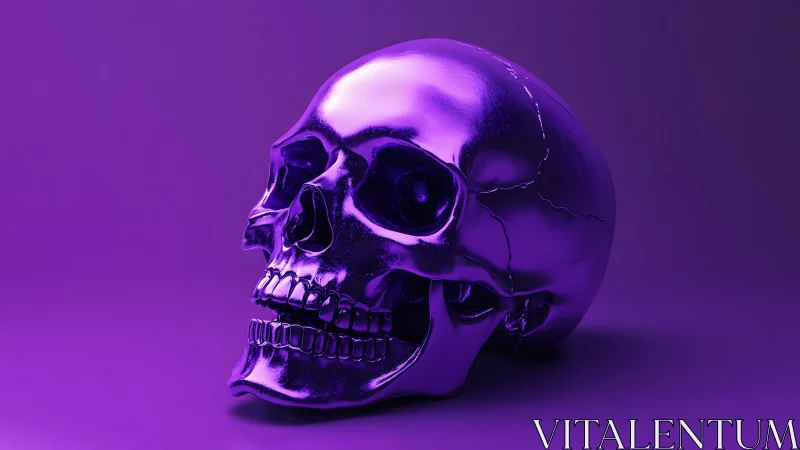 Shiny Metallic Purple Skull Artwork on Monochrome Background. Shiny Metallic Purple Skull Artwork on Monochrome Background.