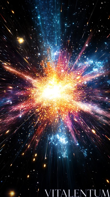 Stellar burst of color rushing through deep night sky.