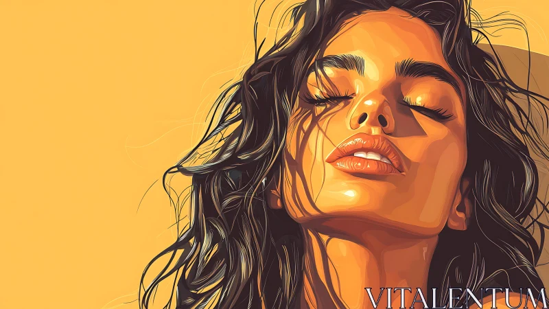 Digital portrait shows stylized female face in close-up view