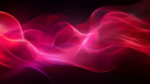 Abstract red and pink light waves on dark background.
