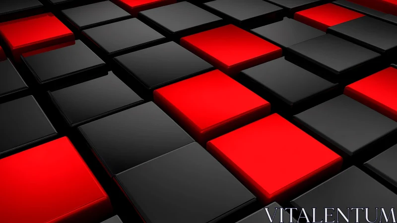 Glossy Red and Black 3D Cubes Abstract Digital Background.