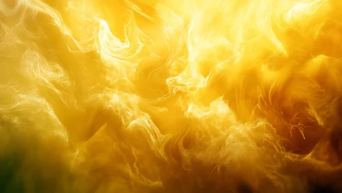 Golden swirling nebula forms dense luminous abstract cloud