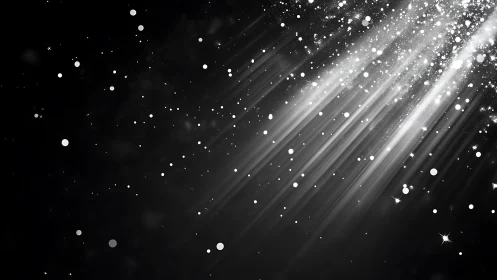 Radiant silver beams cutting through drifting stardust.