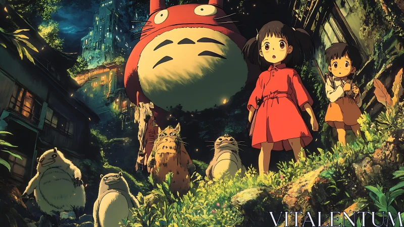 Childhood friends wander a glowing forest with gentle spirits