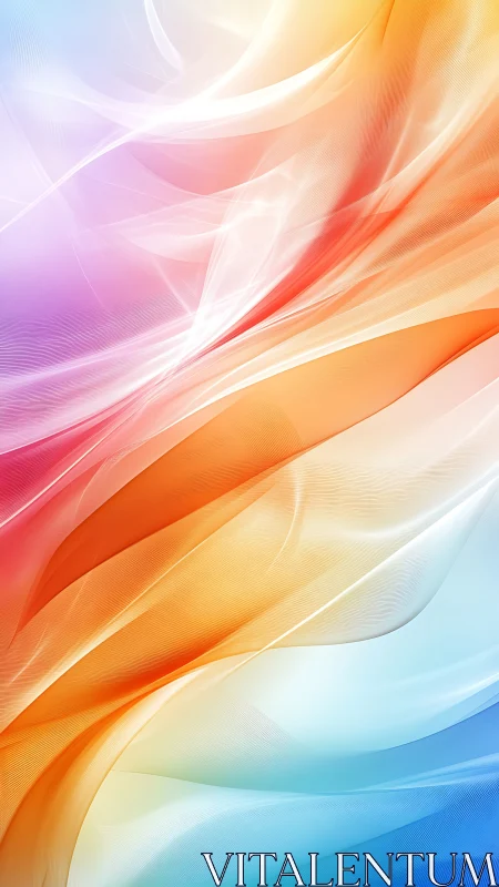Colorful flowing light ribbons curve across soft gradient