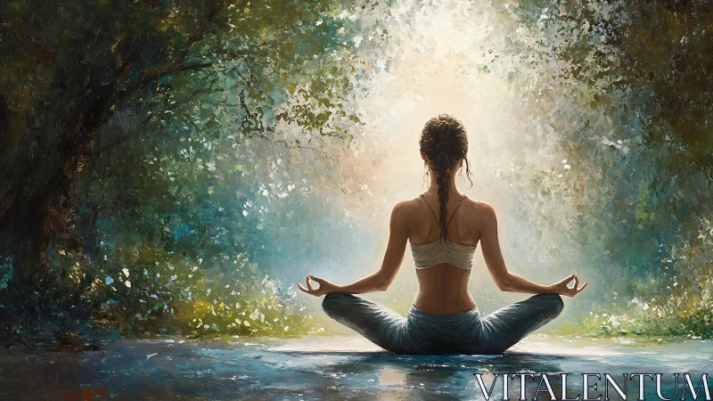 Sunlit forest meditation invites a quiet moment of peace