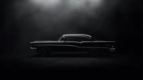 Side-profile study of classic coupe under low key rim lighting