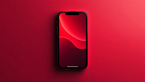 Modern Smartphone Display Against Gradient Crimson Backdrop.