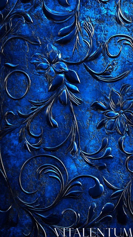 Midnight blue florals curling over luminous velvet walls.