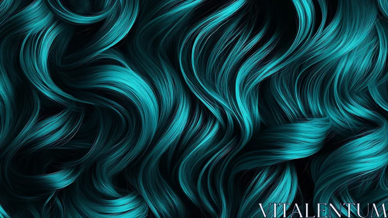 Teal wavy strands forming dense flowing abstract pattern.