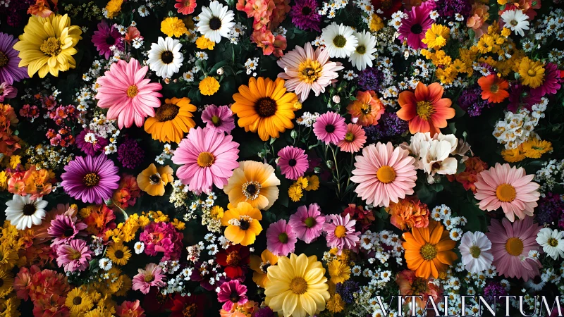 Kaleidoscope Garden Bursts with Rainbow Petals Against Darkness