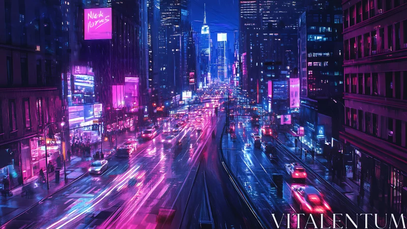 Neon rain stitches midnight traffic into electric threads