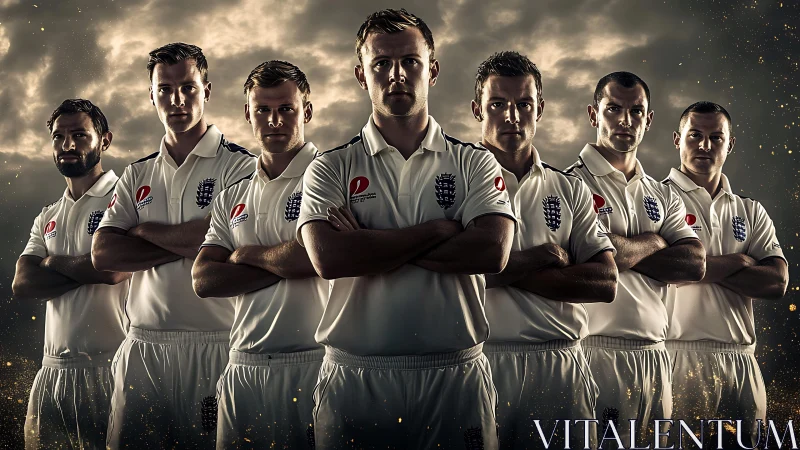 England cricket team lineup in white uniforms posing united.