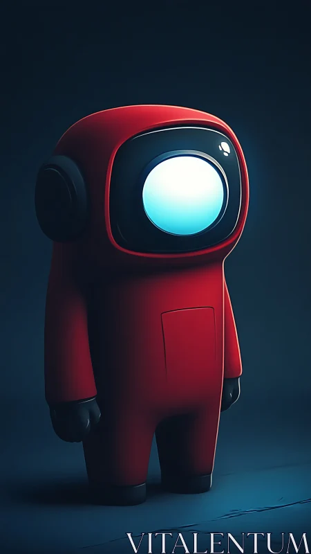 Red space crewmate stands alone in a moody blue glow