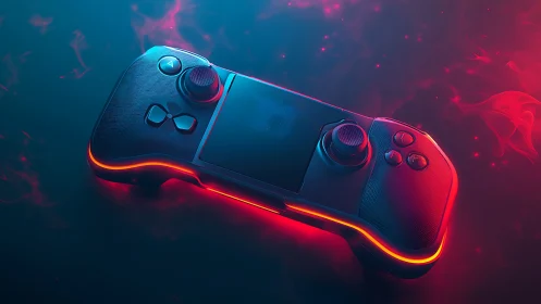 Neon-Wreathed Gaming Controller Pulses with Electric Energy.