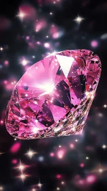Starlit pink diamond drifts through a nebula of glittering bokeh
