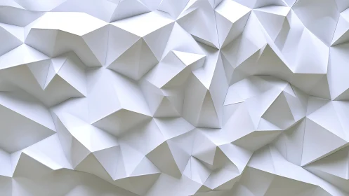 White low poly 3D surface shows faceted geometric relief