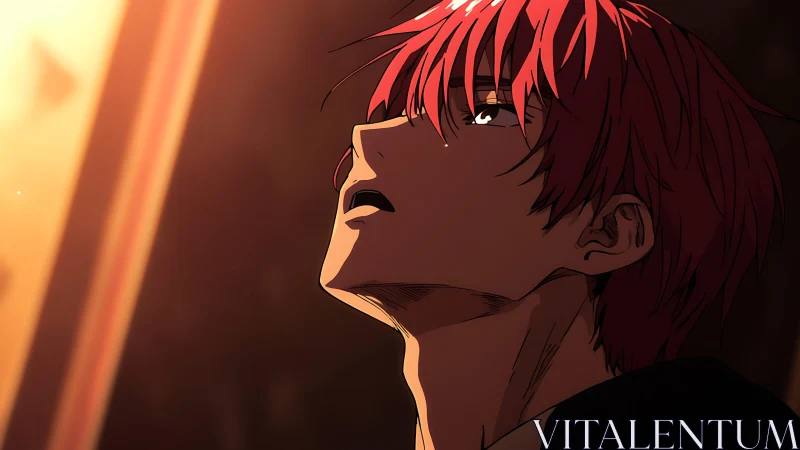 Cinematic anime profile captures dramatic rim lighting and warm glow