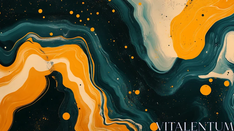 Solar Rivers on Midnight Seas in flowing abstract orbits.