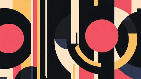 Playful circles and bold shapes in cozy modern colors.