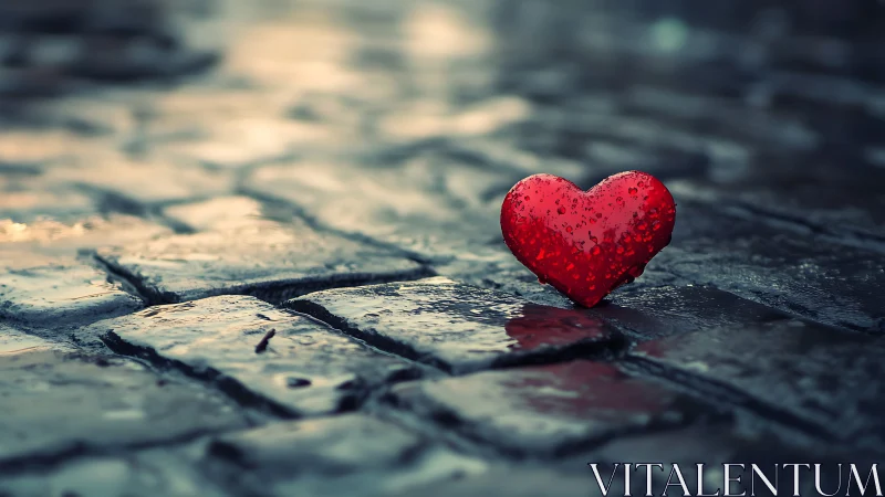 Crimson Heart on Weathered Slate Pavement.