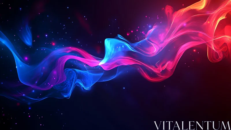 Colored light trails across dark abstract digital background.