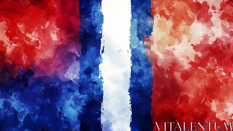 Vertical tricolor abstraction in red, white, and blue bands.