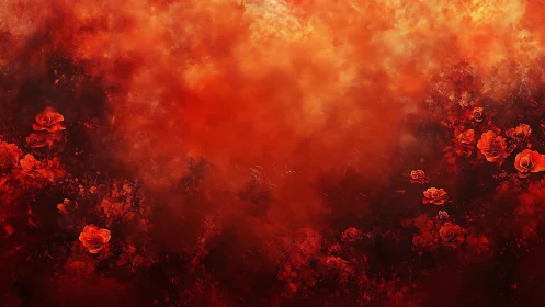 Crimson Bloom Reverie: Roses Ablaze in Molten Light.