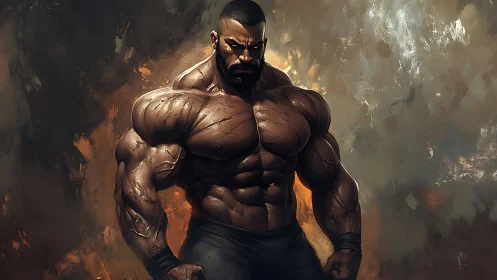Digital painting of hyper-realistic heroic bodybuilder study.