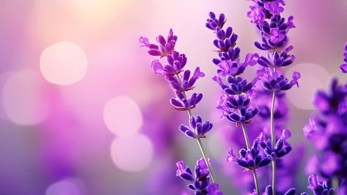 Purple Lavender Stems in Soft Focus Gradient.