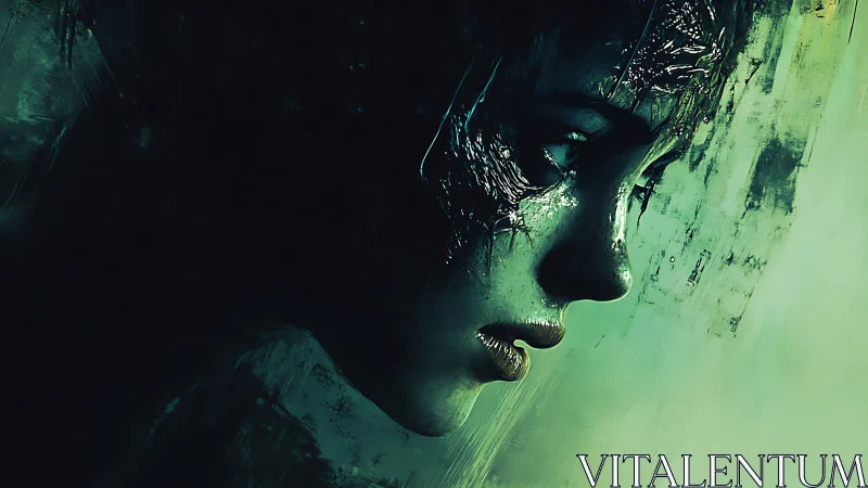 Mysterious green portrait quietly reveals a reflective soul