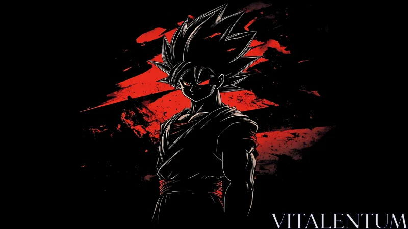 Electric warrior silhouette against wild red energy storm.