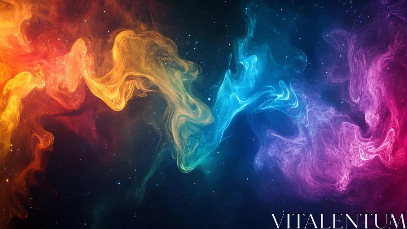 Multicolor nebula plumes swirl across deep star field