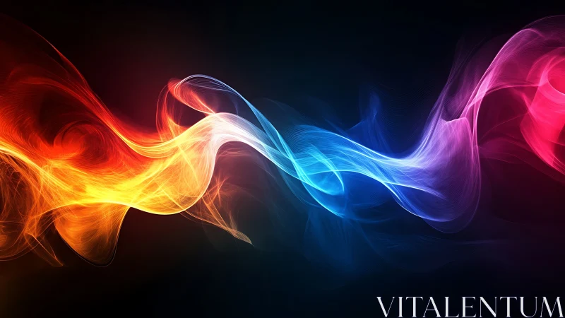 Flowing tricolor light waves in abstract energy motion.