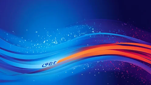 Dynamic cobalt gradient waves with vibrant orange streaks.