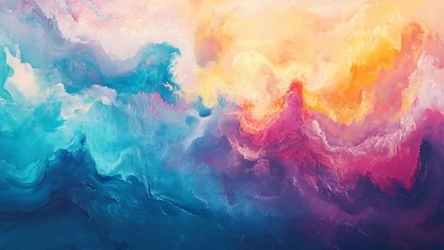 Radiant sky waves in glowing teal, pink, and golden light.