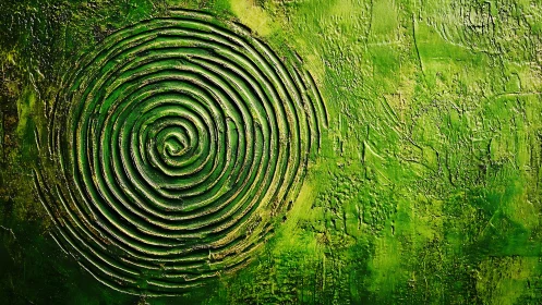 Gentle green spiral artwork inviting a moment of calm focus.