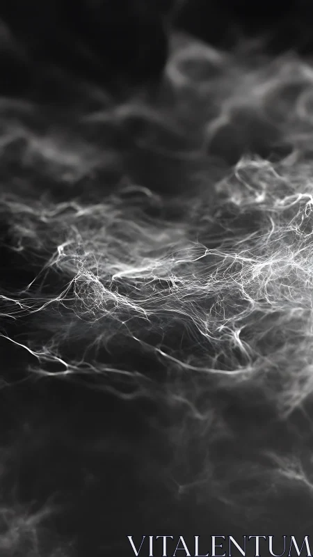 Volumetric light strands slice through deep monochrome haze