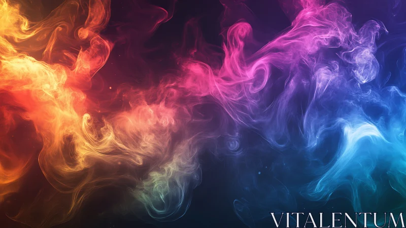 Colorful wisps of abstract smoke swirl across dark space.