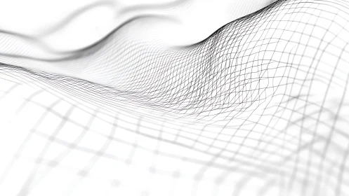Flowing wireframe grid forms abstract digital landscape