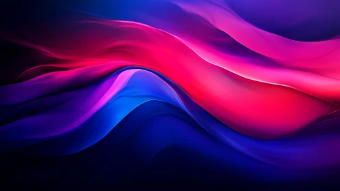 Vibrant neon color waves flow across a deep digital horizon