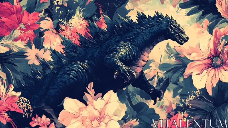 Floral-encapsulated kaiju rendered with high-detail digital anatomy.