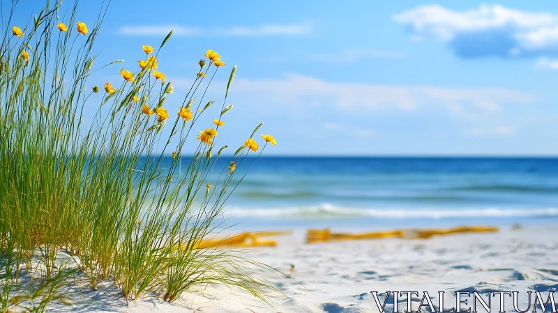 Coastal dune florals with shallow depth-of-field framing.