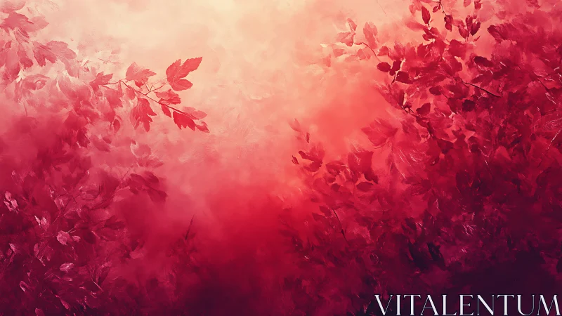 Radiant crimson foliage diffusion with graded atmospheric glow.