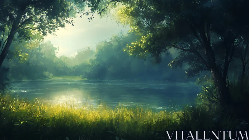 Luminescent River Sanctuary Cloaked in Emerald Dreams