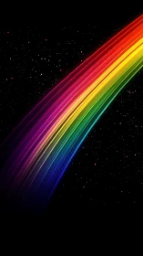 Prismatic light arc sweeping across deep stellar void.