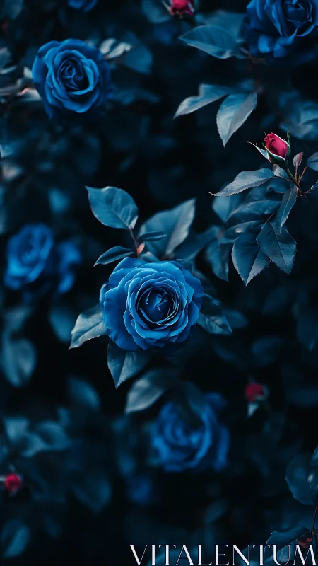 Deep Blue Garden: Roses in Nocturnal Bloom.