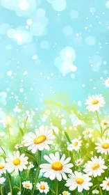 Spring Meadow Bokeh: Luminous Daisy Field With Ethereal Atmospheric Depth.