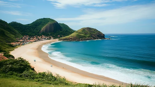 Emerald Cliffs Guard Golden Beach Paradise by Turquoise Waves